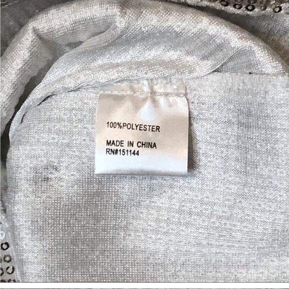 Lea & Viola One Shoulder Sequin Top Party Silver Metallic Medium - Picture 6 of 6